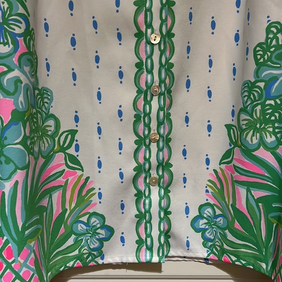 Lilly Pulitzer tavia top blouse XL white green work - Picture 4 of 9